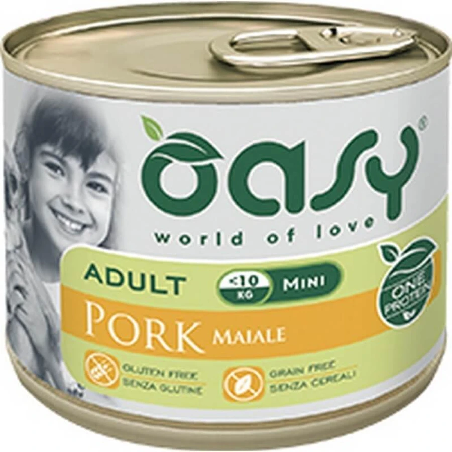 Oasy Adult mini pork - complete food for small adult dogs 200 gr.