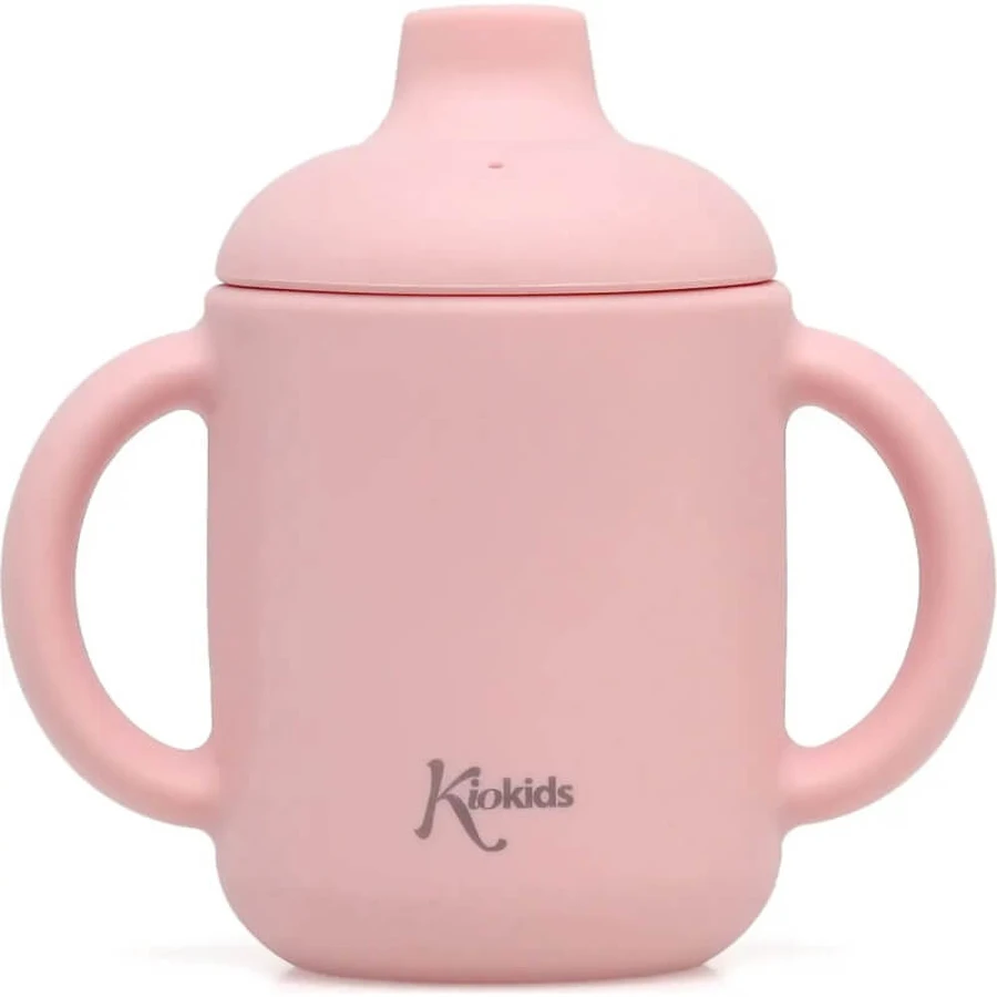 Kiokids Silikonbecher mit Henkel 120 ml rosa 4m+