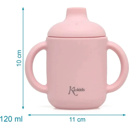 Kiokids Silikonbecher mit Henkel 120 ml rosa 4m+