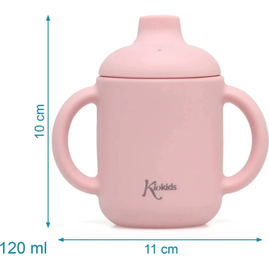 Kiokids Silikonbecher mit Henkel 120 ml rosa 4m+
