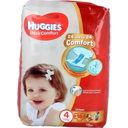 Huggies ultra comfort unisex - size 4 (7-18 kg) pack 18 diapers