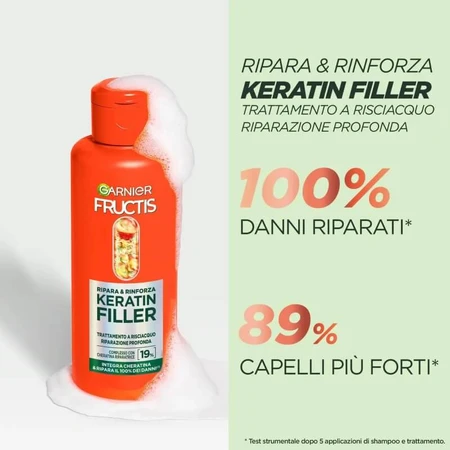 Fructis Repairs&amp;fortalece la queratina de relleno - tratamiento para cabellos dañados 200 ml
