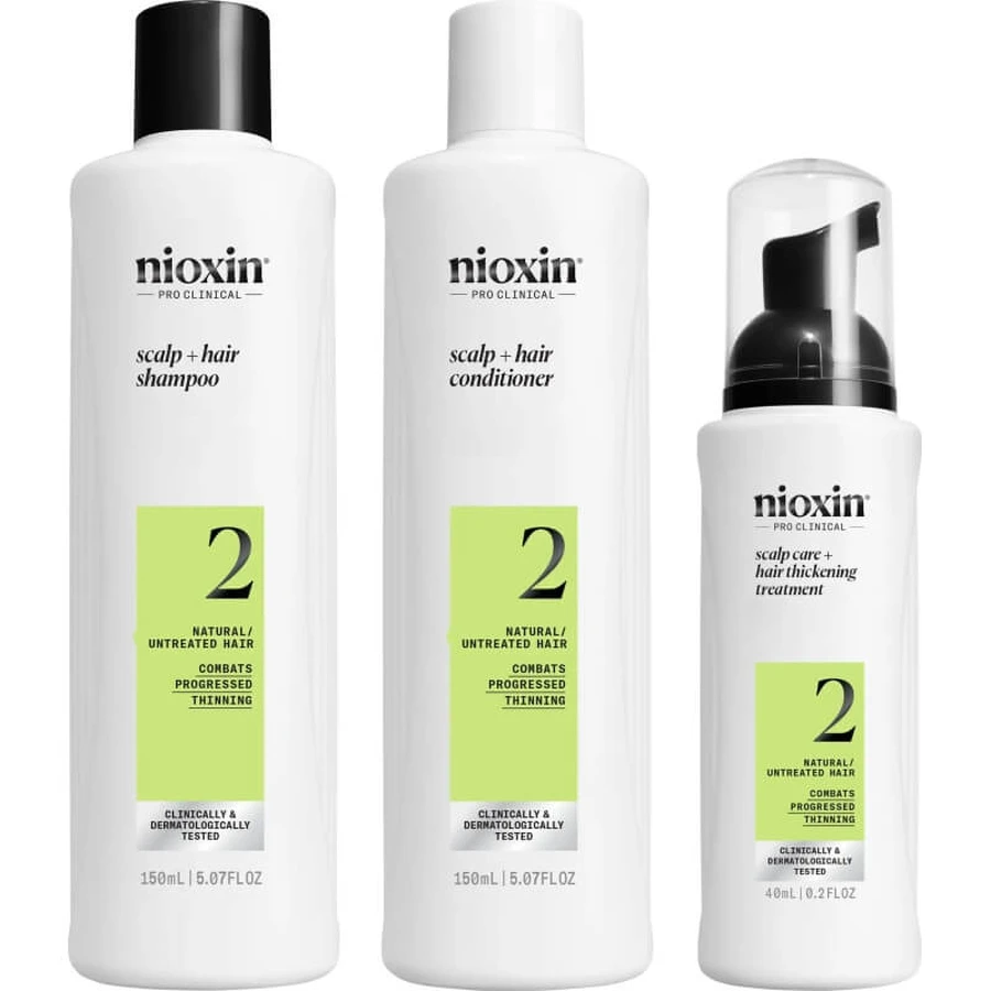 Kit Nioxin System 2 - champú voluminizador 300 ml + acondicionador 300 ml + tratamiento 100 ml box set