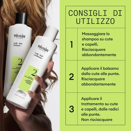 Kit Nioxin System 2 - champú voluminizador 300 ml + acondicionador 300 ml + tratamiento 100 ml box set