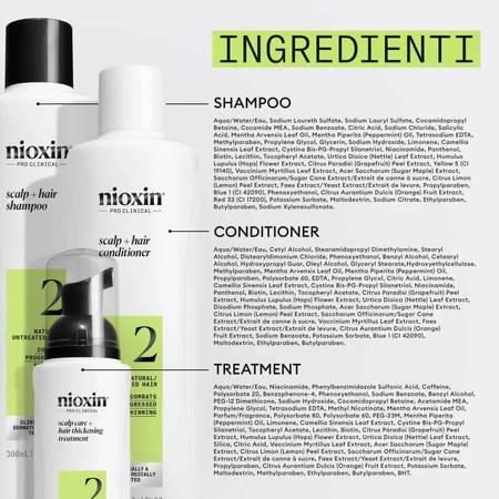 Kit Nioxin System 2 - champú voluminizador 300 ml + acondicionador 300 ml + tratamiento 100 ml box set
