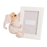 Puccio - vertikaler Fotorahmen aus Holz mit Teddybär - rosa