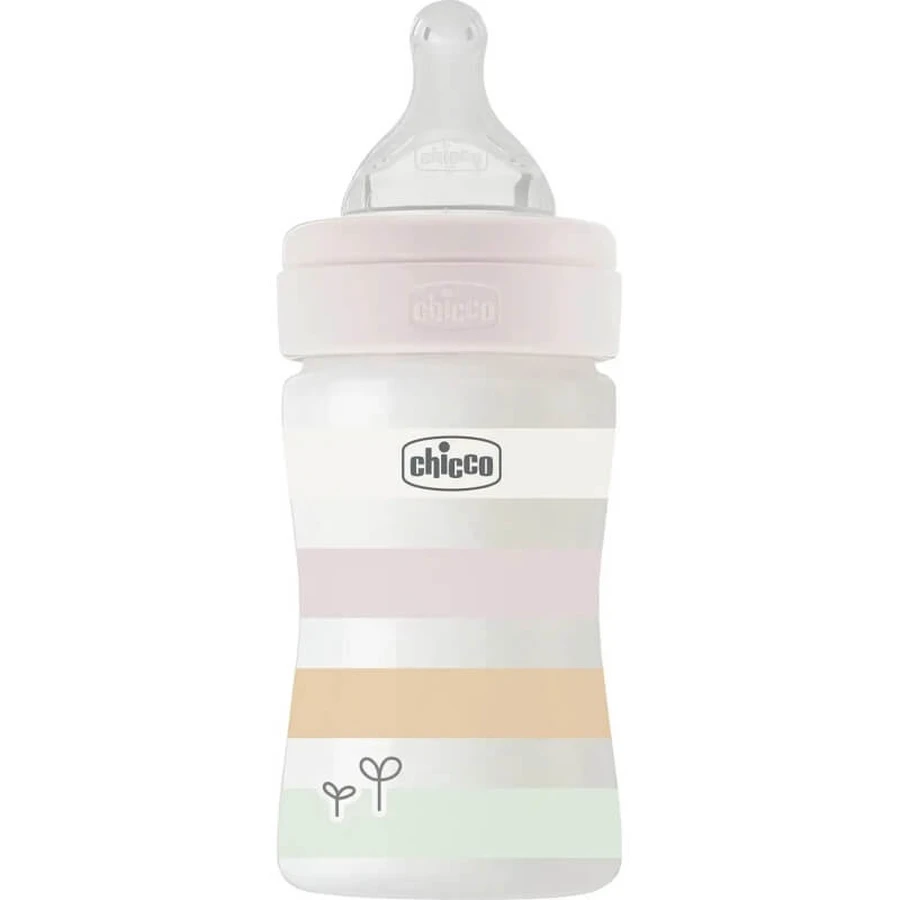 Chicco bienestar - biberón flujo lento 150 ml - blanco rosa