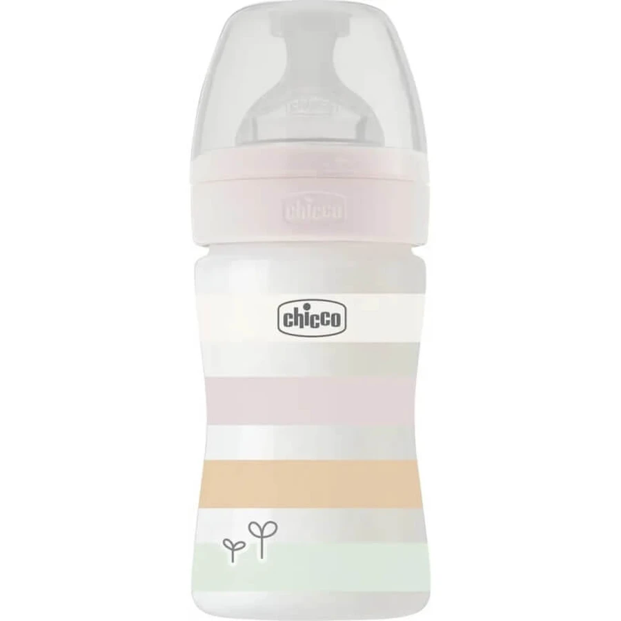 Chicco bienestar - biberón flujo lento 150 ml - blanco rosa