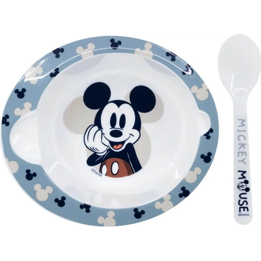 Stor Mickey mouse - plate and spoon set 10m+
