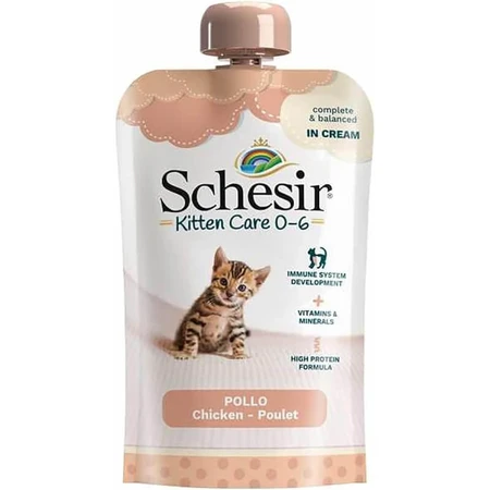 Schesir Kitten pouch cream chicken - natvoer voor kittens van 0 tot 6 maanden 150 gr