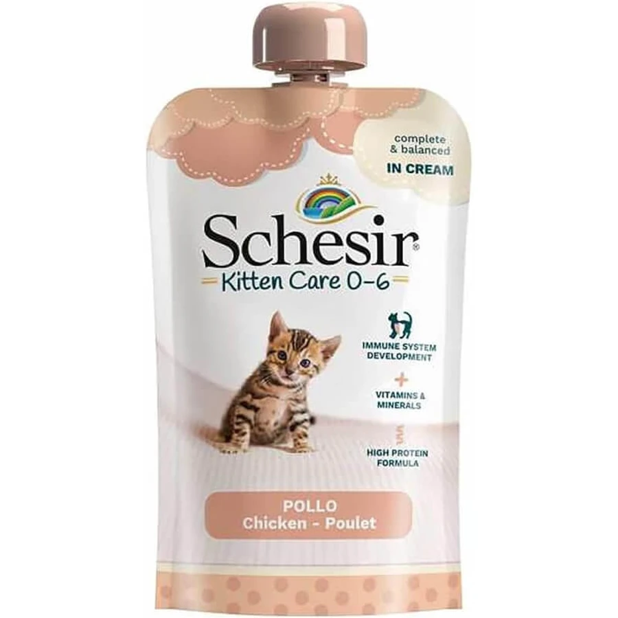 Schesir Kitten pouch cream chicken - natvoer voor kittens van 0 tot 6 maanden 150 gr