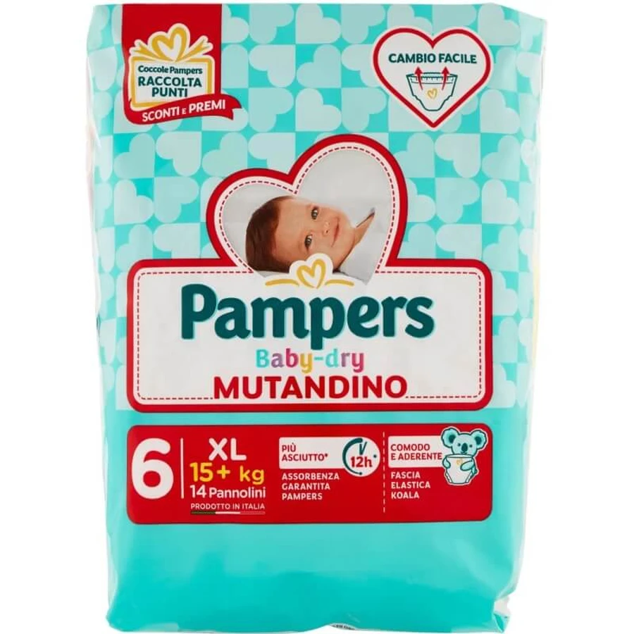 Pampers baby dry panty - 14 pañales talla 6 extra grande desde 15kg+