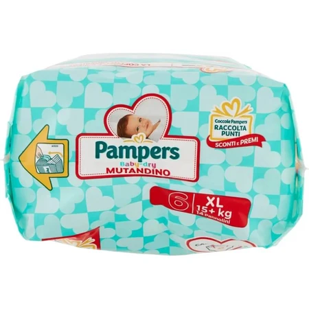 Pampers baby dry panty - 14 pañales talla 6 extra grande desde 15kg+