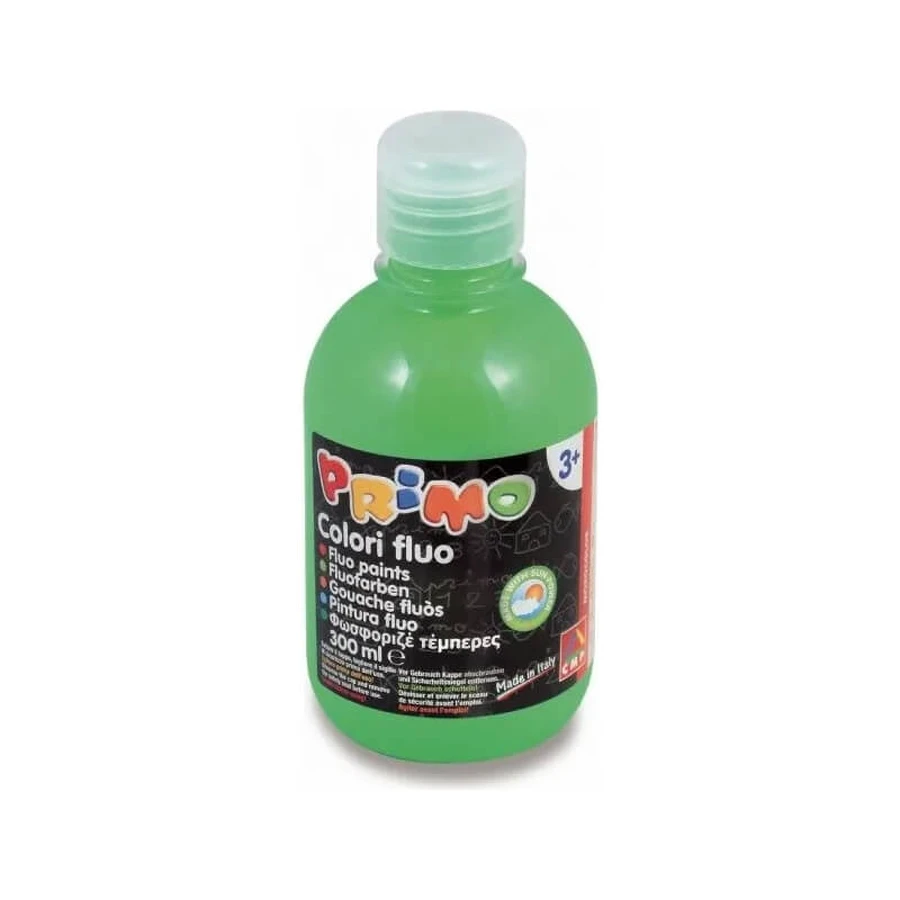 Primo morocolor Tempera fluo bottle 300 ml green color (damaged packaging)