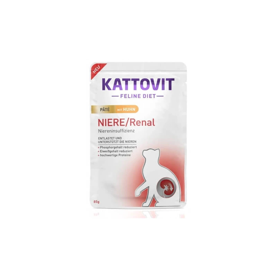 Kattovit Pate renal chicken - volledige voeding voor katten met nierfalen 85 gr