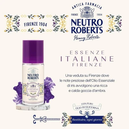 Neutral roberts Essentiële olie van iris en ambergris - roll-on deodorant, 48 uur bescherming, zonder aluminiumzouten 50 ml