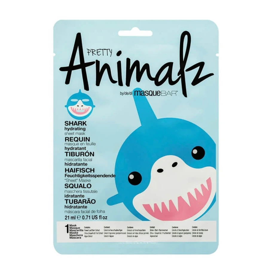 Masque bar Animalz shark - nährende, feuchtigkeitsspendende und aufhellende Gesichtsmaske aus Stoff