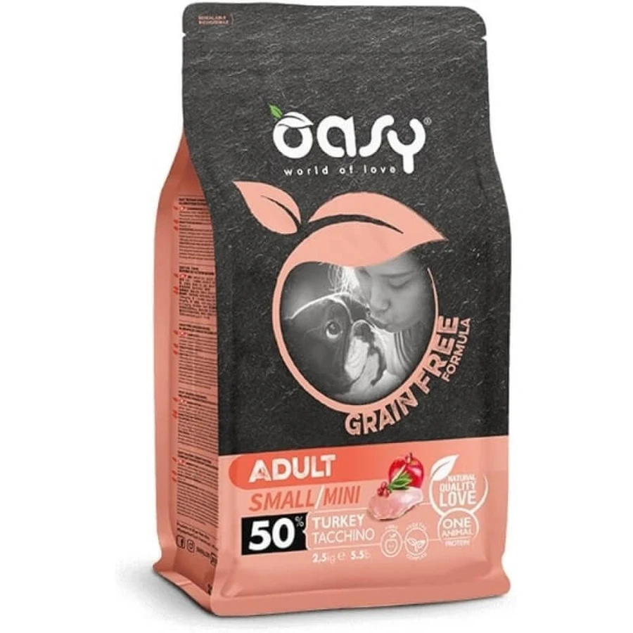 Oasy Adult dog grain free small-mini turkey - complete food for small adult dogs 2.5 kg