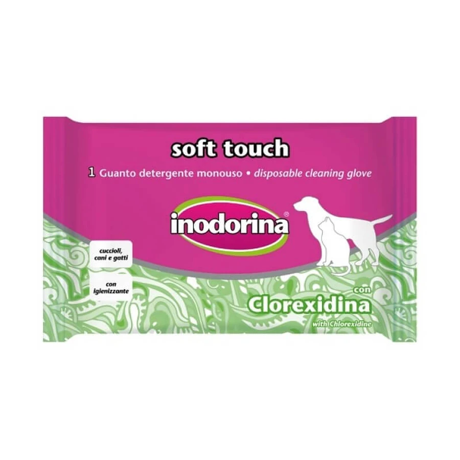 Inodorina Soft touch - gant de toilette jetable sans eau pour chiens, chats et chiots