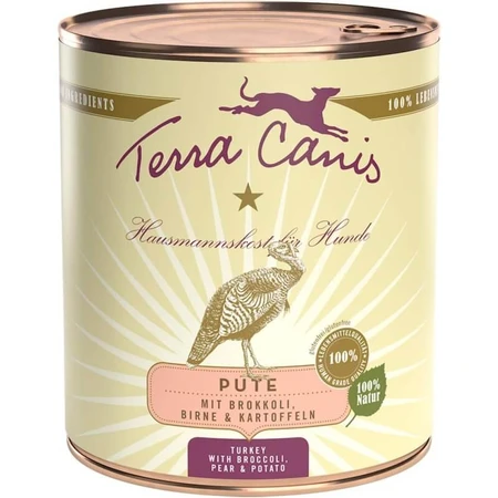 Terra canis Classic kalkoen met broccoli, peer en aardappelen - volledige voeding voor volwassen honden 800 gr