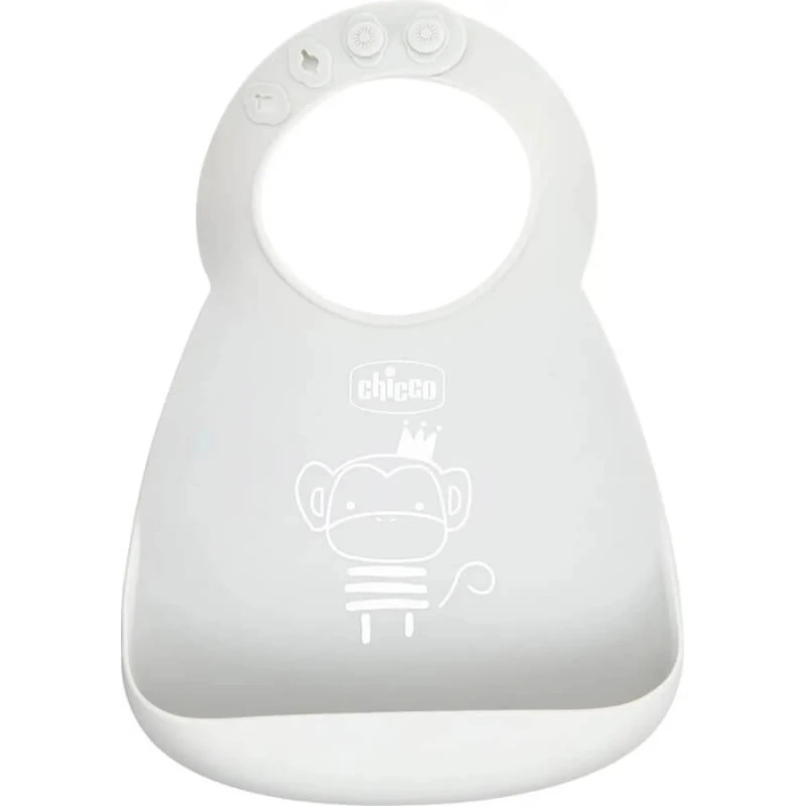 Babero ajustable de silicona Chicco gris