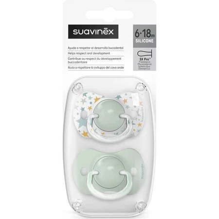 Suavinex dreams - 2 sucettes en silicone 6-18 mois - bleu clair