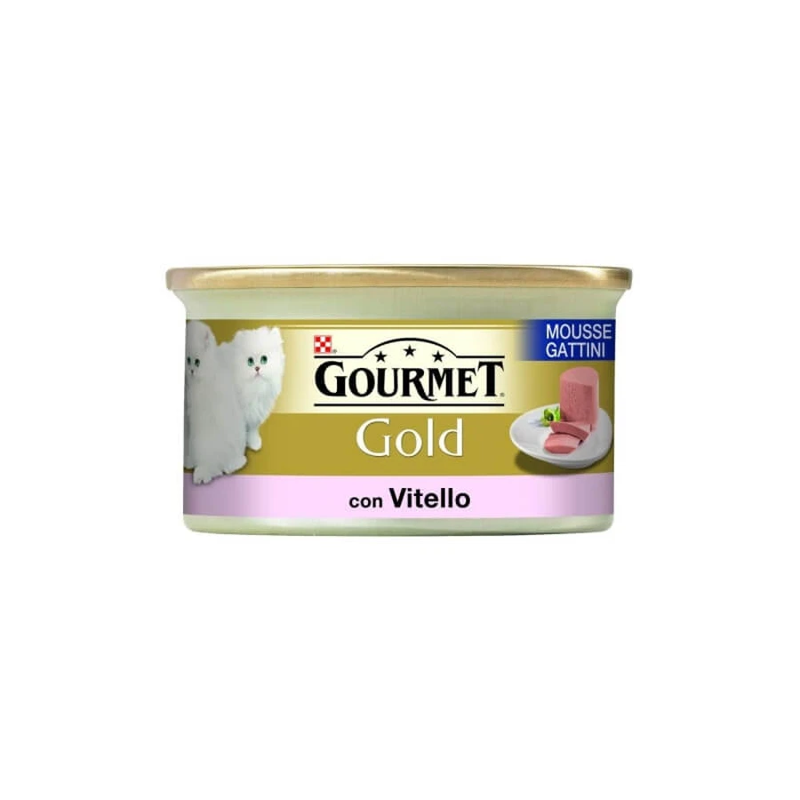 Purina gourmet gold mousse kalfsvlees - volledige voeding voor kittens en drachtige of zogende katten 85 gr