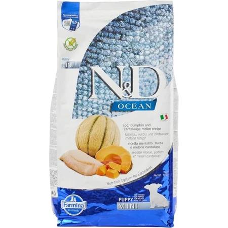 Farmina N&amp;d ocean puppy mini mit Kabeljau-Kürbis und Cantaloupe-Melone - Alleinfuttermittel für Hunde 7 kg