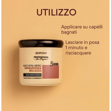 Biopoint Mascarilla suero reparador &amp; belleza - tratamiento intensivo para cabellos quebradizos y dañados 400 ml