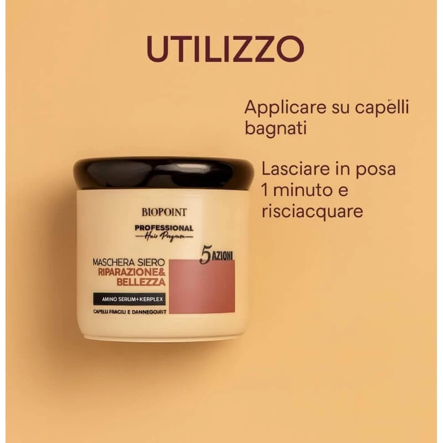 Biopoint Mascarilla suero reparador &amp; belleza - tratamiento intensivo para cabellos quebradizos y dañados 400 ml