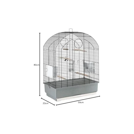 Ferplast Viola - cage pour perruches et calopsittes avec toit arrondi, grillage en métal peint et tiroir coulissant