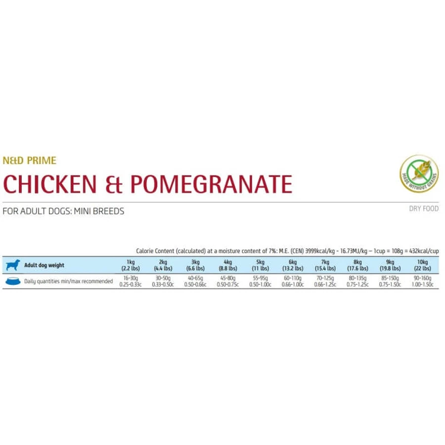 Farmina N&amp;d prime adult mini con pollo y granada - alimento completo para perros 2,5 kg