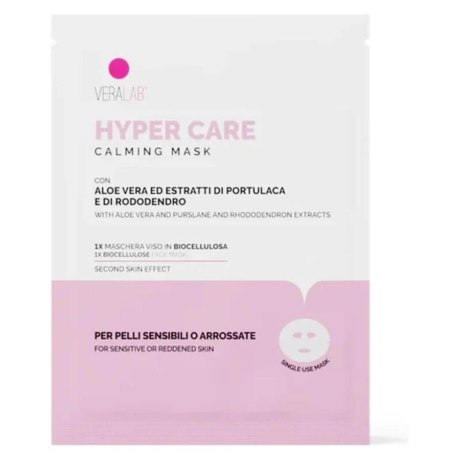 Veralab Hyper care calming mask - soothing and moisturizing biocellulose face mask 15 ml