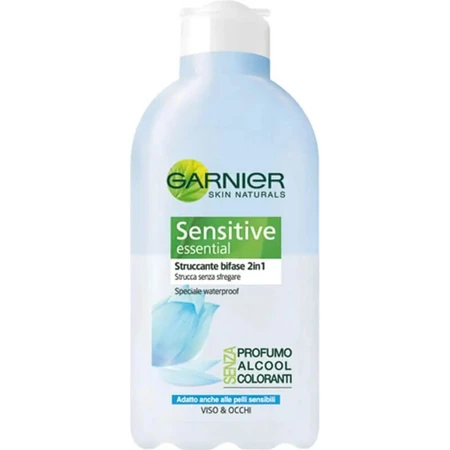 Garnier sensitive essential - sanfter 2-in-1 wasserfester Make-up-Entferner für Gesicht und Augen 150 ml