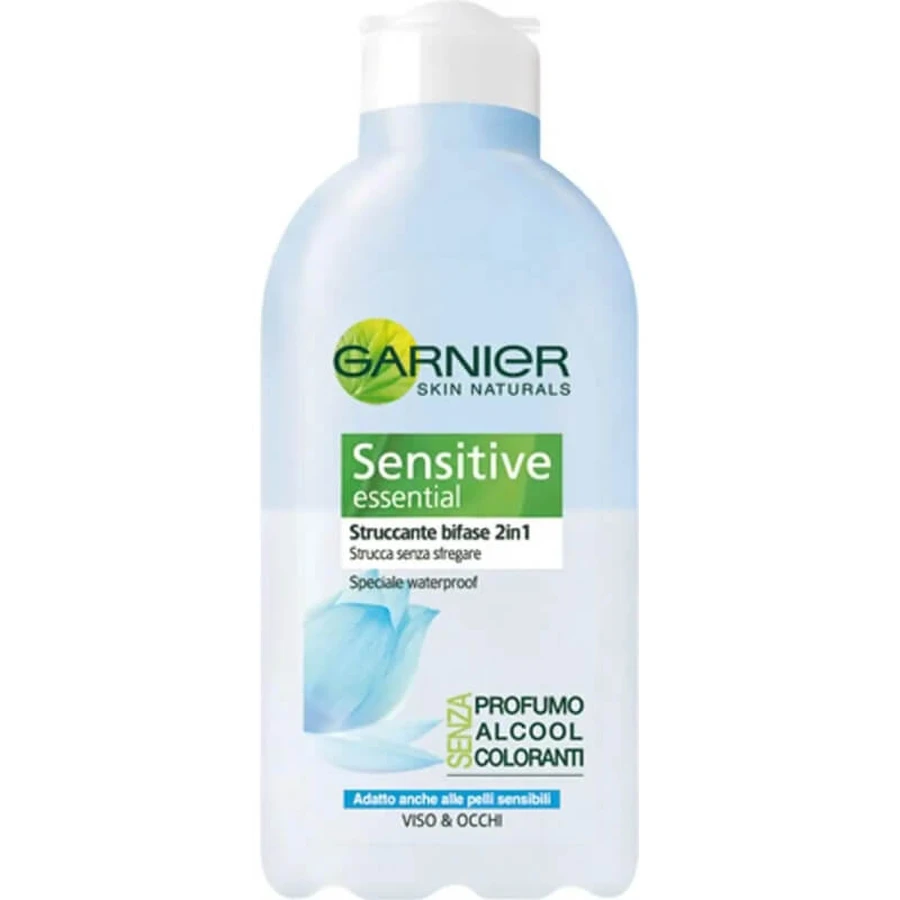 Garnier sensitive essential - sanfter 2-in-1 wasserfester Make-up-Entferner für Gesicht und Augen 150 ml