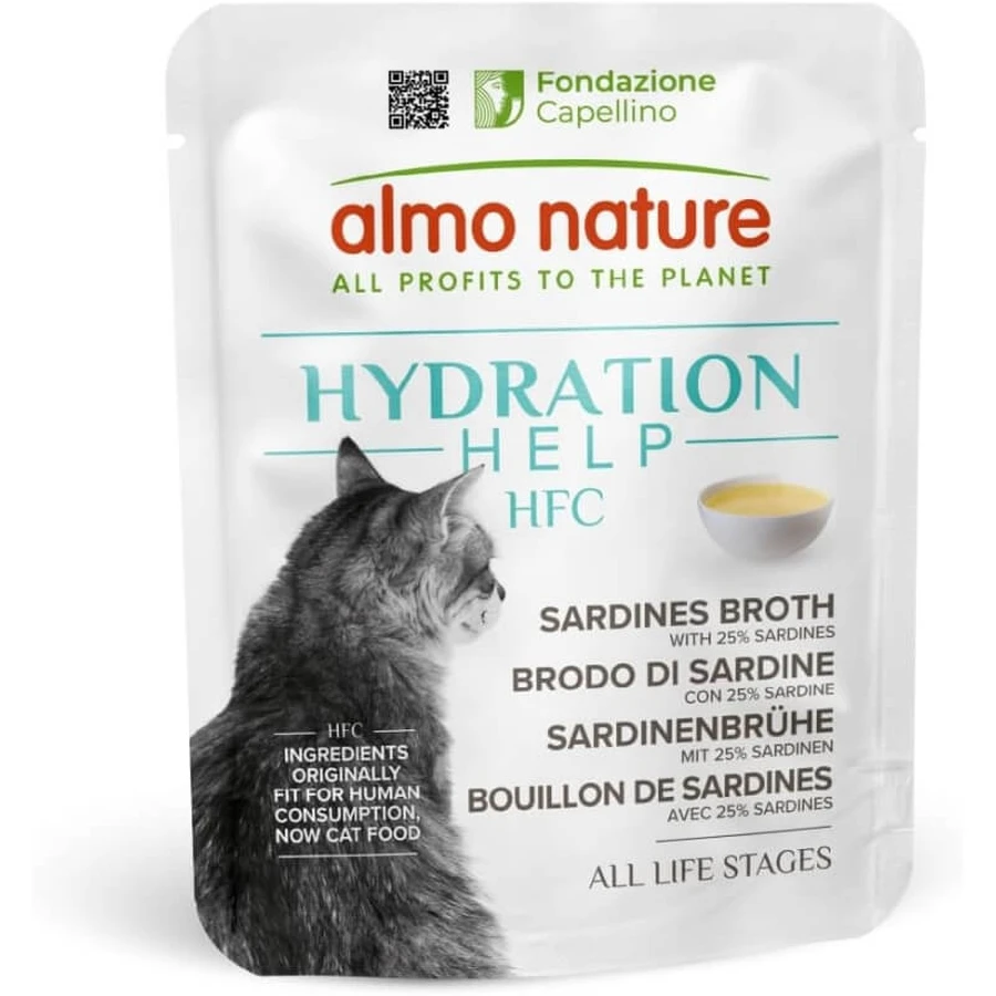 Almo nature Hydration help hfc - sardinebouillon voor volwassen kat 50 gr