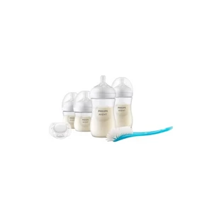 Avent natural response - Geschenkset mit 4 Flaschen Flaschenbürste und orthodontischem Schnuller 0-6 m
