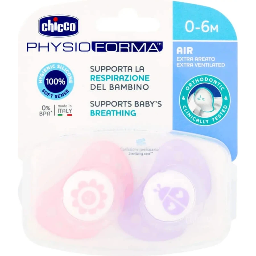 Chicco Schnuller Physio Air Baby Silikon 0-6m 2 Stück
