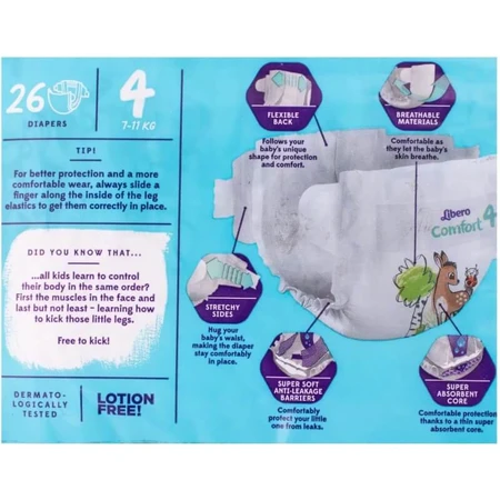 Libero Comfort - 26 couches pour enfants de taille 4 (7-11kg)