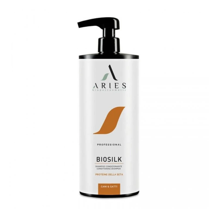 Aries biopetcosmetic Biosilk - champú reestructurante a base de proteínas de seda para perros y gatos 1 l