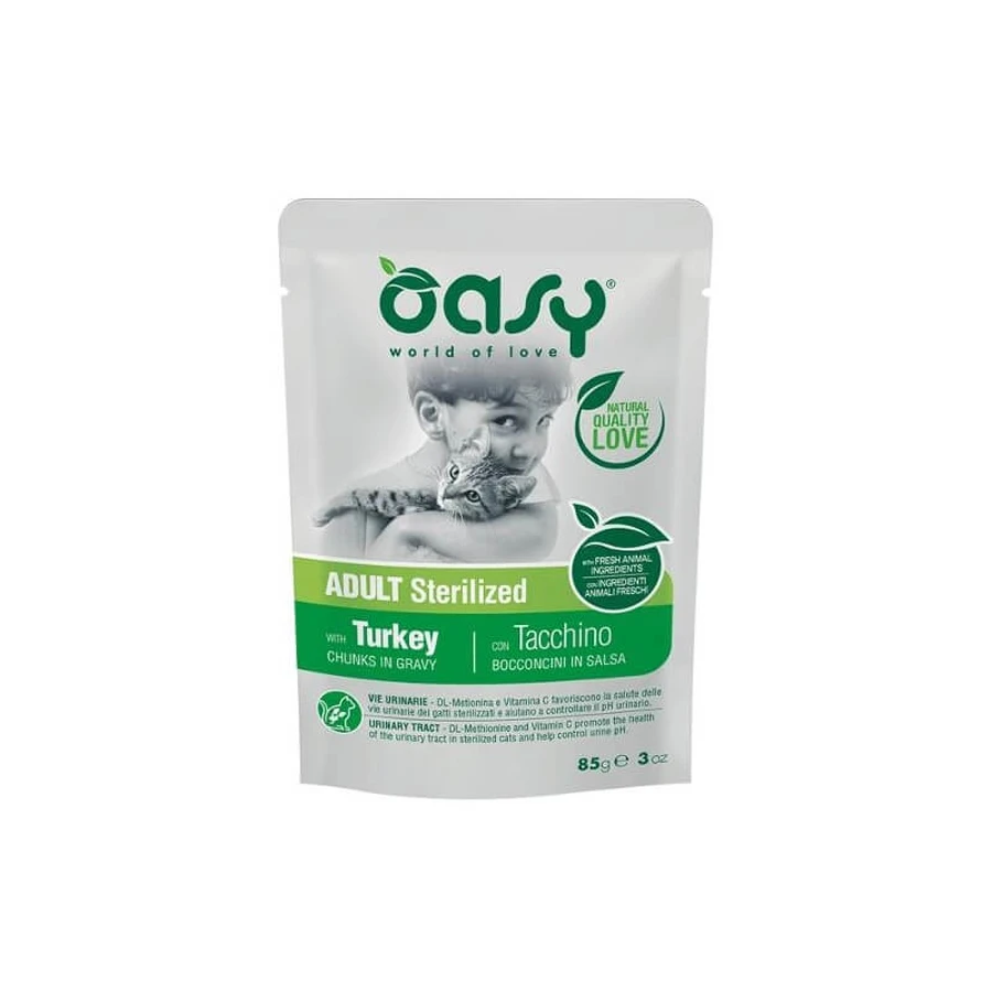 Oasy Bocconcini adulto pavo esterilizado - alimento completo para gatos adultos esterilizados o castrados 85 g