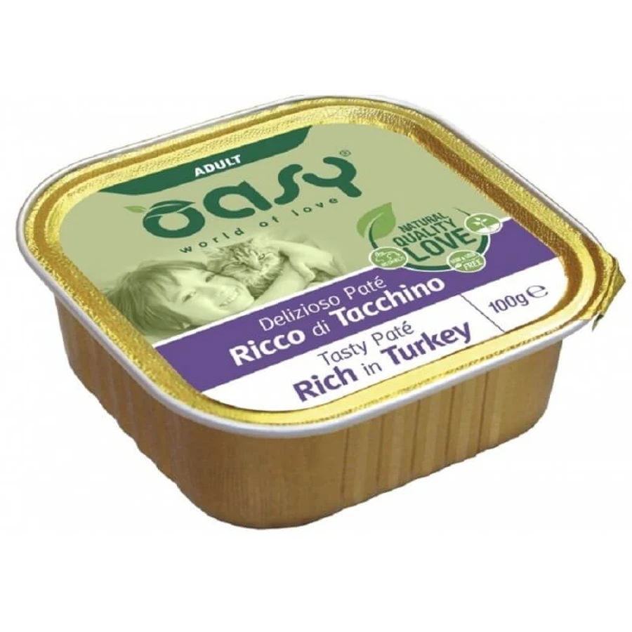 Oasy Wet cat paté turkey - complete food for adult cats 100 gr.