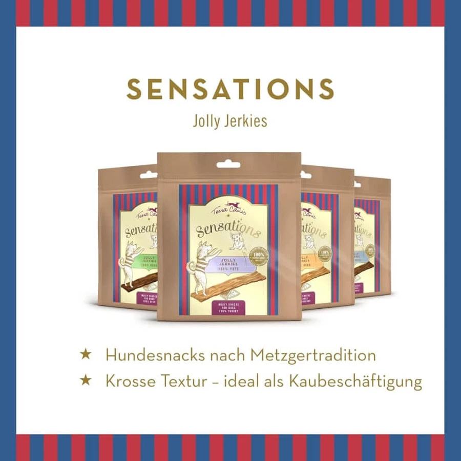 Terra canis Sensations jolly jerkies turkey - chewable snack for dogs 90 gr