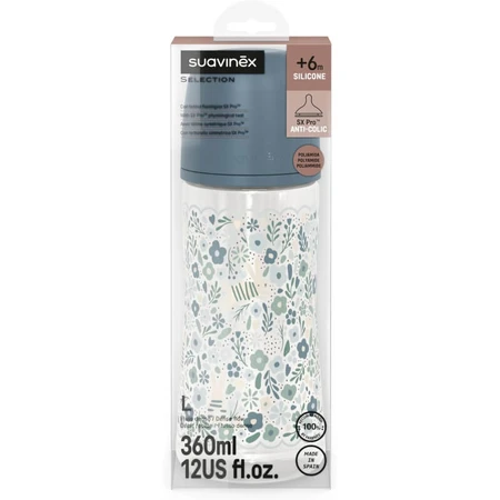 Suavinex wonderland - slow flow baby bottle -liberty blue 360 ml