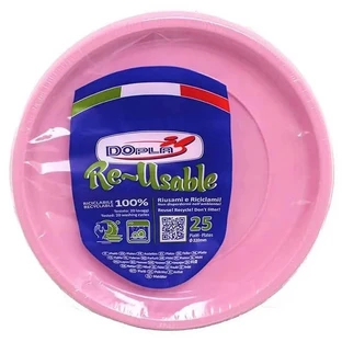 Dopla 25 reusable flat plates - pink