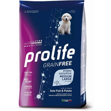 Prolife Cane sans céréales pour chiots sensibles à la sole et aux pommes de terre - aliment complet pour chiots sensibles m/l 10 kg