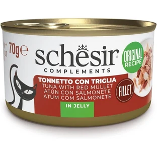 Schesir Complementen filets in gelei tonijn en pompoen - volledige voeding voor katten 70 gr