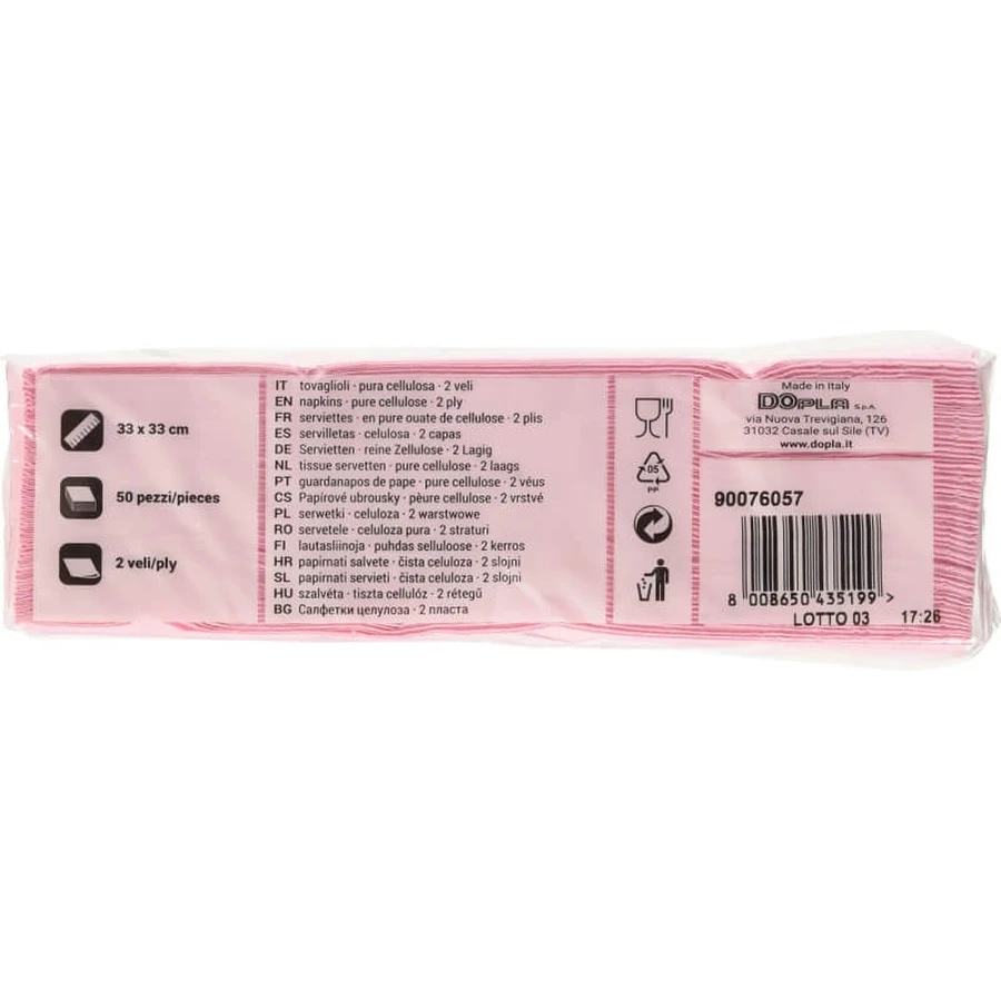 Dopla Servilletas 33 x 33 color rosa 2 capas 50 toallitas