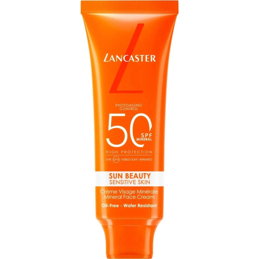 Lancaster sun face cream 50 spf sun beauty sensitive skin mineral face cream high protection 50 ml