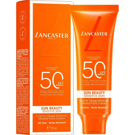 Lancaster sun face cream 50 spf sun beauty sensitive skin mineral face cream high protection 50 ml